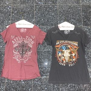 2 affliction shirts
